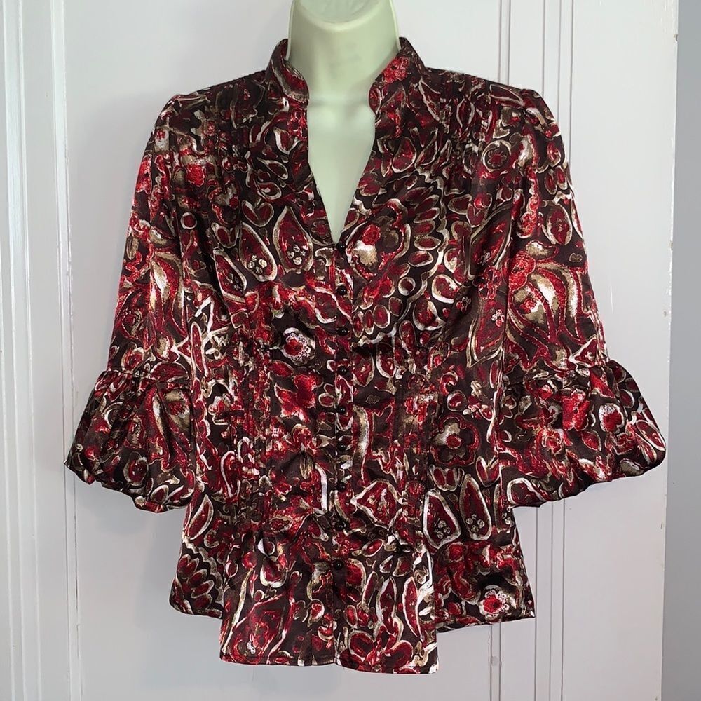 Violet & Claire brown & red floral blouse
